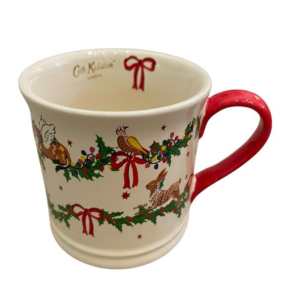 Set of 2 Cath Kidston CHRISTMAS Red Bow Animal Garland Mug Holiday Tea Cup New - Picture 9 of 15